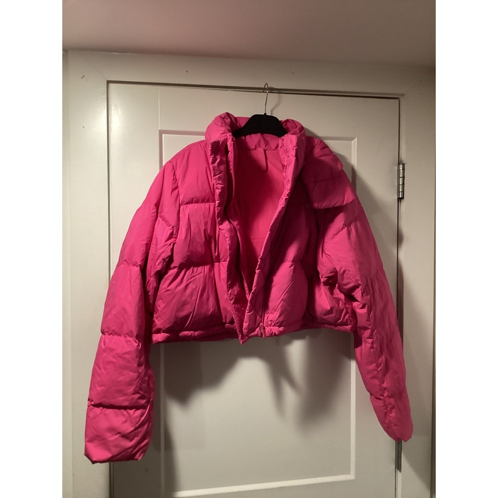 Lululemon Wunder Puff Cropped Jacket Sonic Pink Down Puffer Coat Size 14
